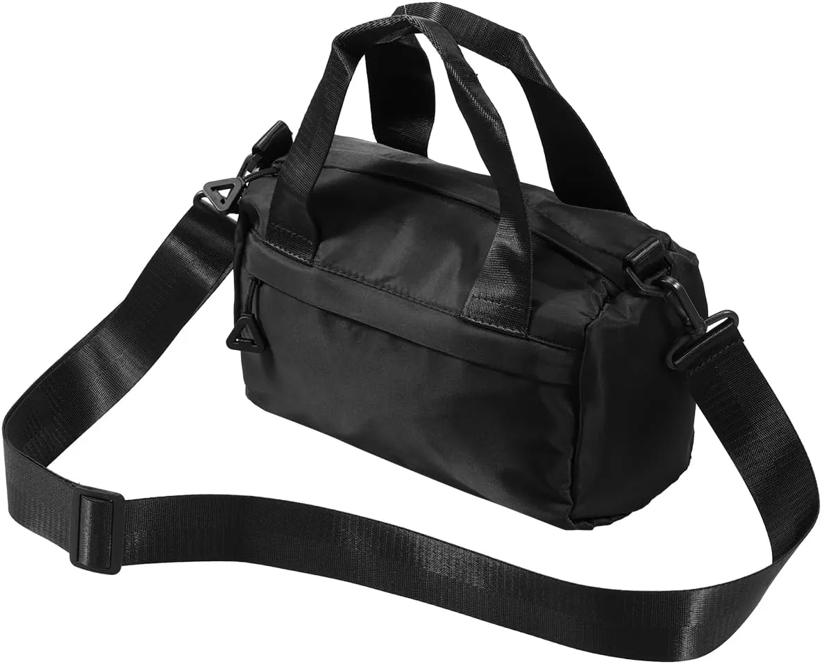 Mini Gym Bag Waterproof Nylon Tote Bag Multipurpose Fitness Shoulder Bag Stylish Travel Bag with Adjustable Strap (Black)