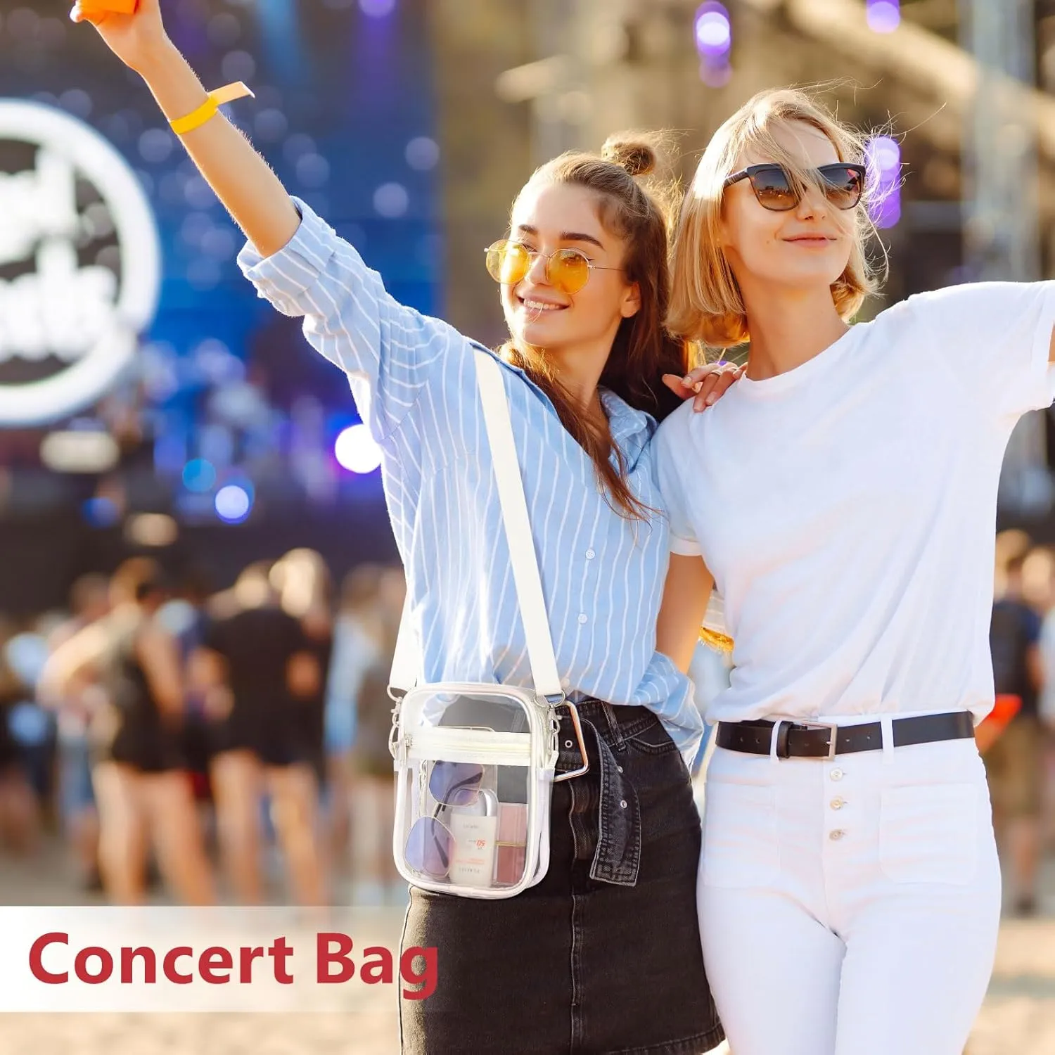 PACKISM Clear Bag for Stadium Events - Clear Purses for Women Stadium Crossbody Messenger Bag for Concerts Sporting Events