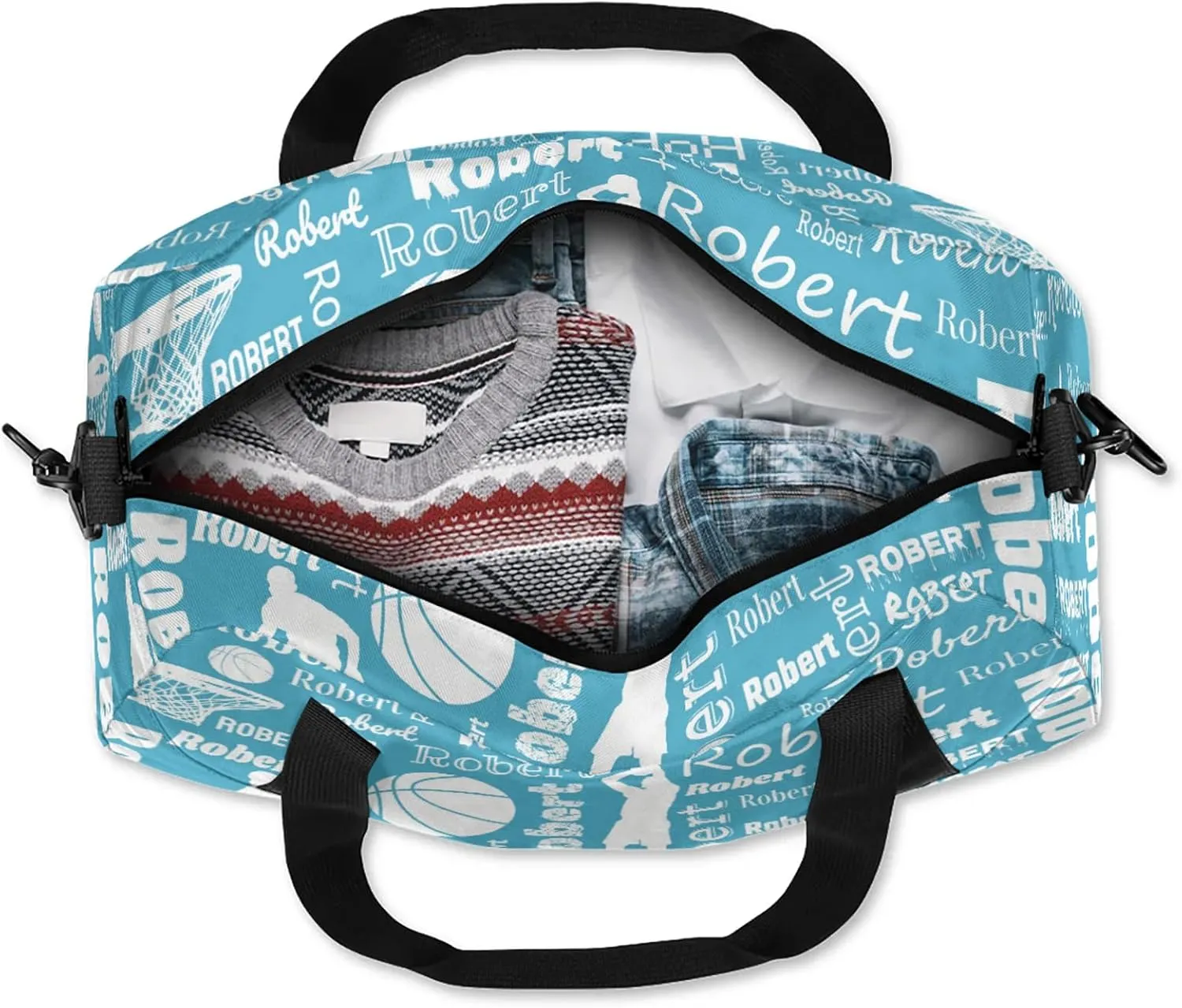 Personalized Basketball Sport Duffel Bag Custom Sports Bag Travel Overnight Shoulder Bags Customized Gifts for Women Men, Blue