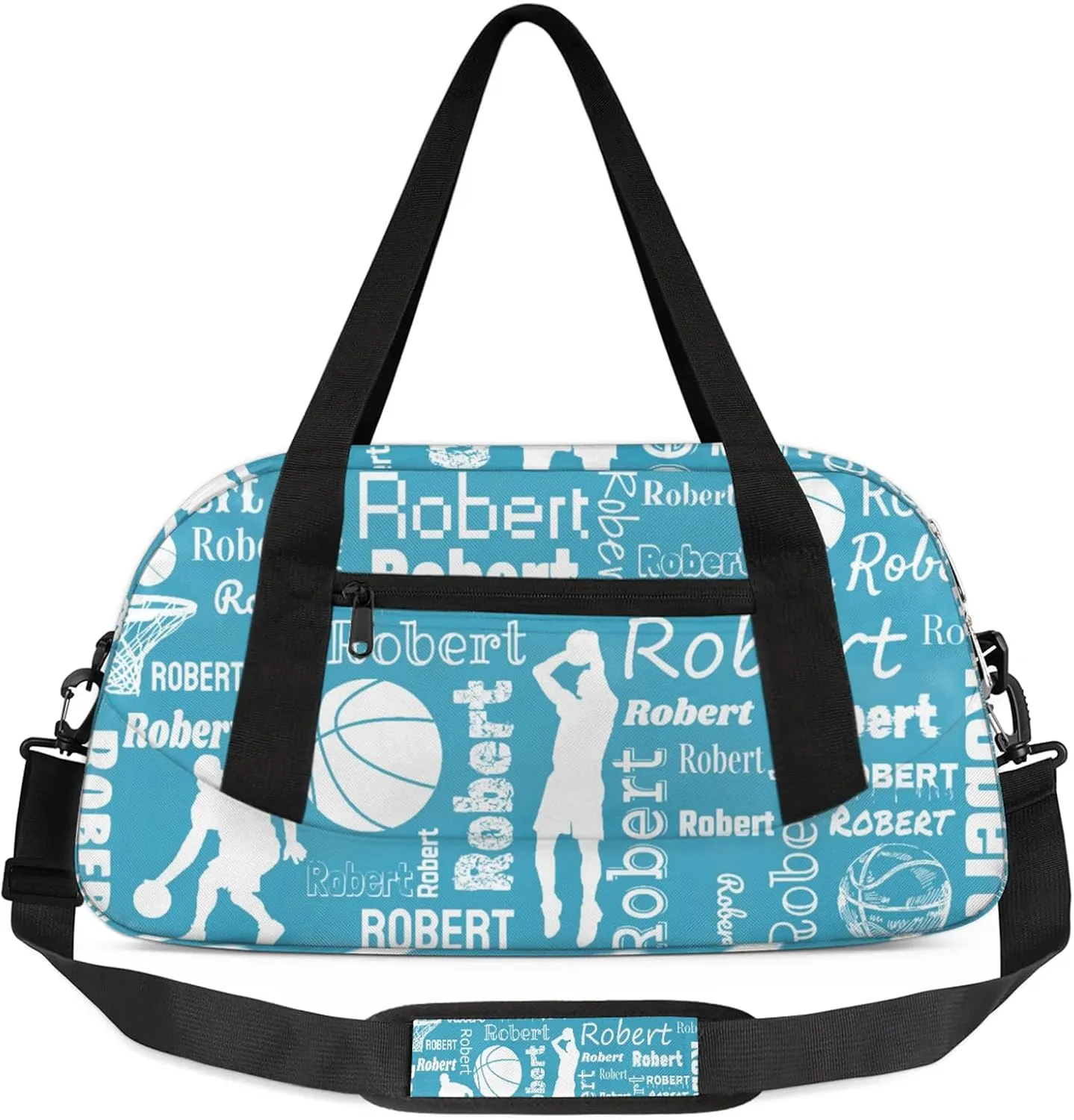 Personalized Basketball Sport Duffel Bag Custom Sports Bag Travel Overnight Shoulder Bags Customized Gifts for Women Men, Blue