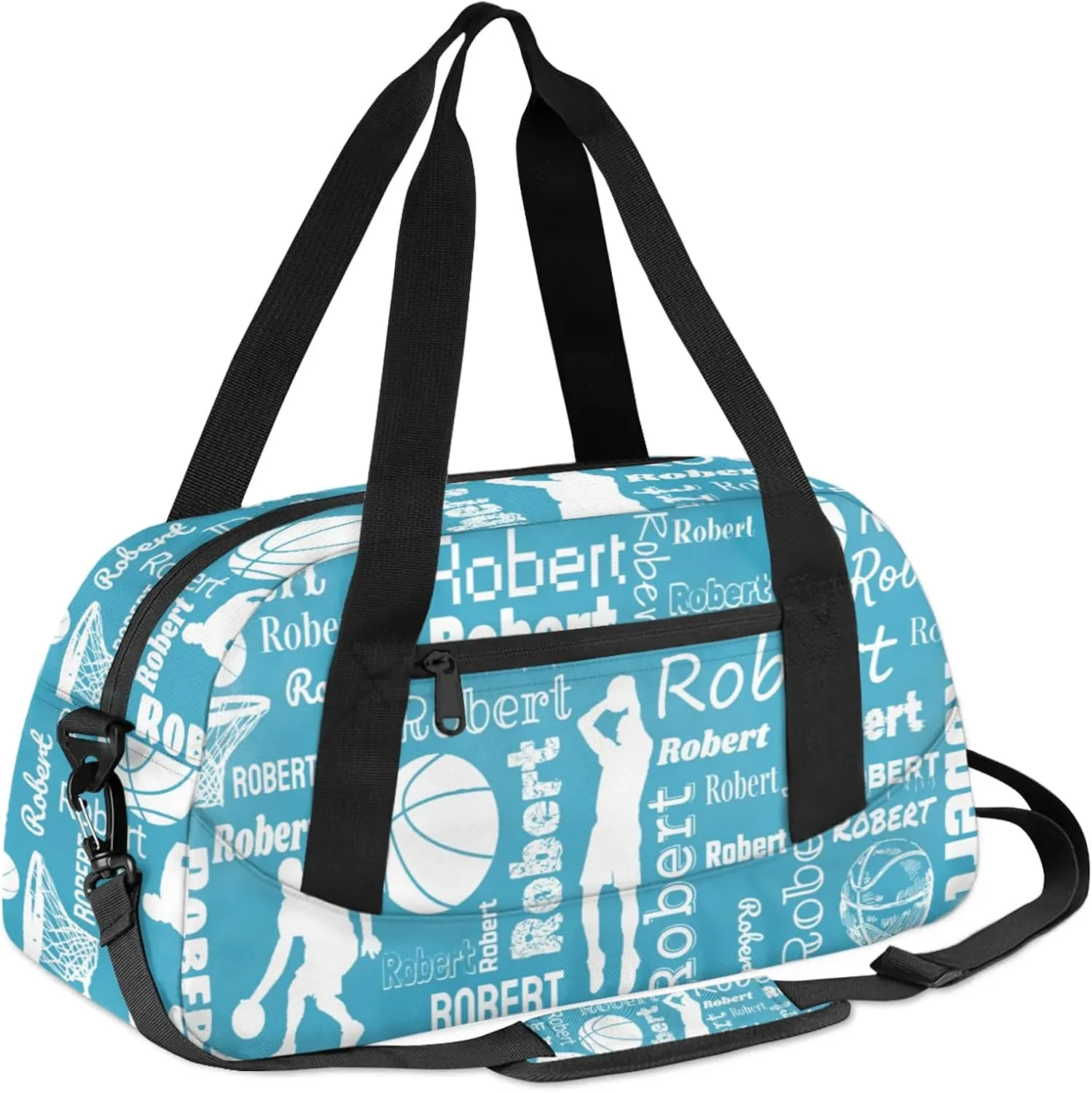 Personalized Basketball Sport Duffel Bag Custom Sports Bag Travel Overnight Shoulder Bags Customized Gifts for Women Men, Blue