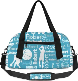 Personalized Basketball Sport Duffel Bag Custom Sports Bag Travel Overnight Shoulder Bags Customized Gifts for Women Men, Blue Personalized Basketball Sport Duffel Bag Custom Sports Bag Travel Overnight Shoulder Bags Customized Gifts for Women Men, Blue
