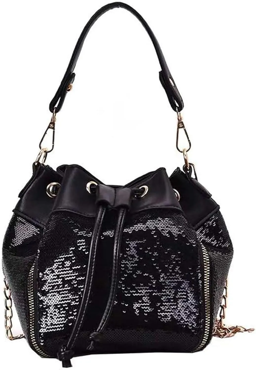 PU Leather Drawstring with Slider for Backpack Bucket Bag Crochet Purse (Black)