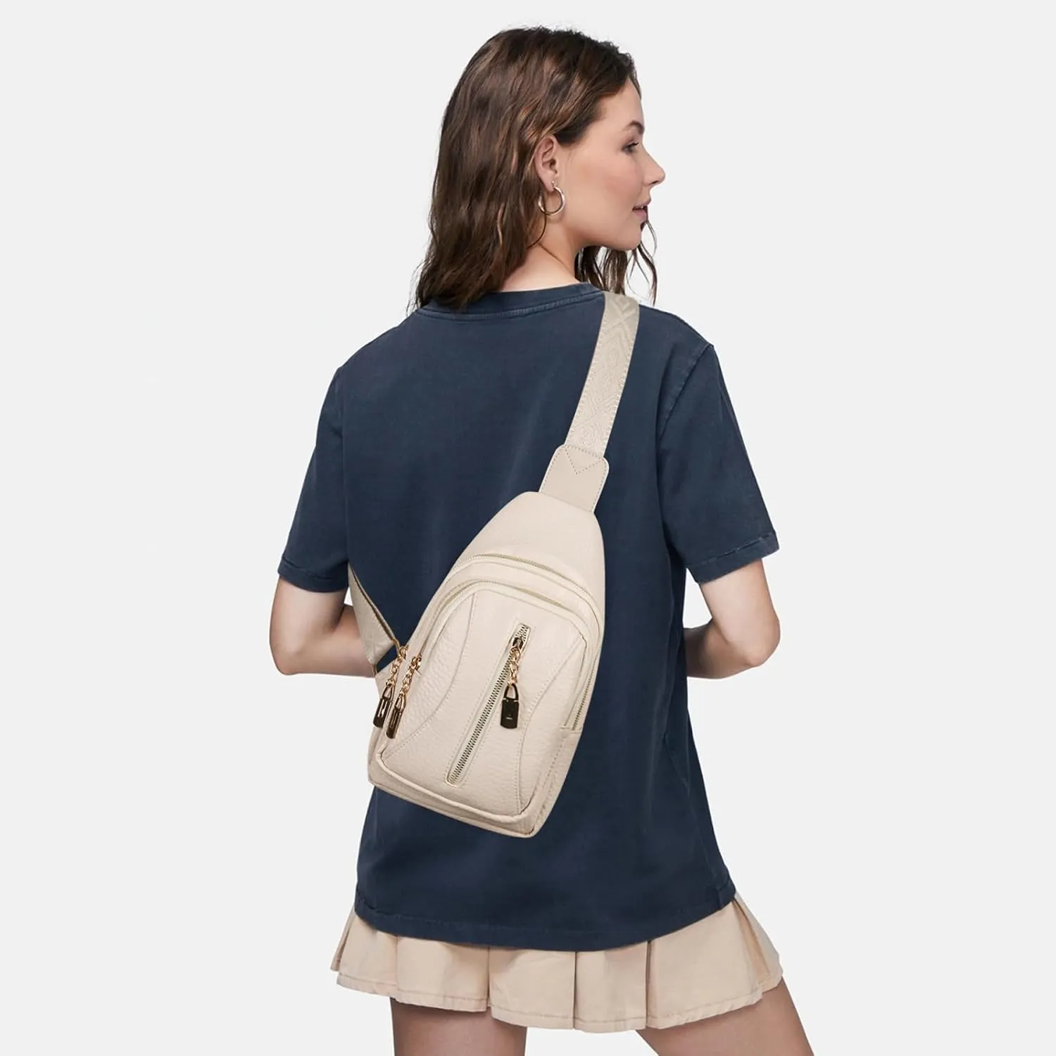 Relang Sling Bag for Women Crossbody, Leather Cross Body Fanny Packs for Women, Trendy Chest Bag for Travel and Daily Use