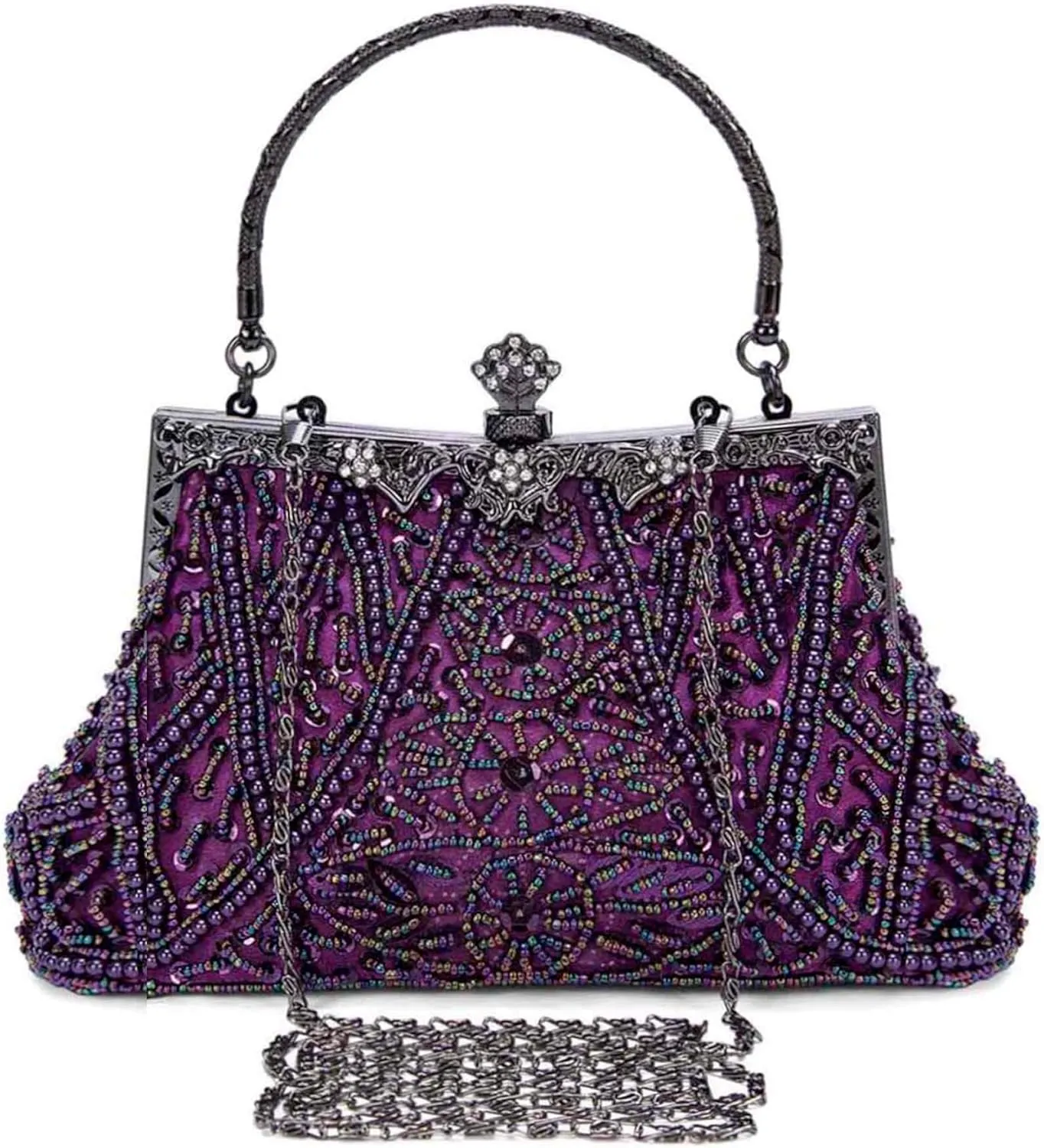 Selighting 1920s Vintage Beaded Clutch Evening Bags for Women Formal Bridal Wedding Clutch Purse Prom Cocktail Party Handbags