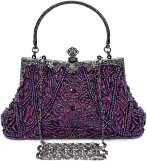 Selighting 1920s Vintage Beaded Clutch Evening Bags for Women Formal Bridal Wedding Clutch Purse Prom Cocktail Party Handbags
