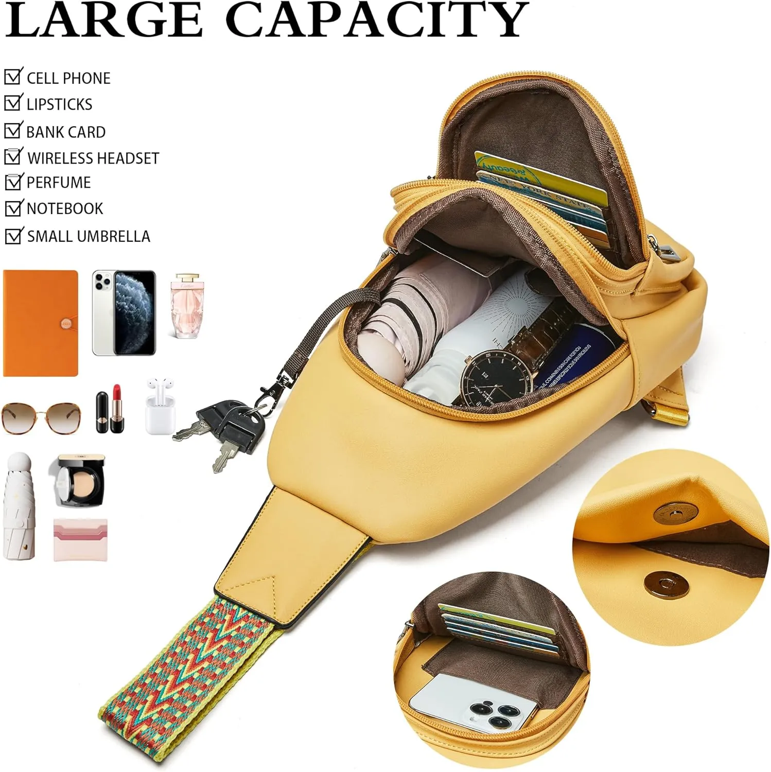 Sling Bag Crossbody Bags for Women Cross Body Fanny Packs Chest Sling Purses for Travel Shopping Leisure Sport