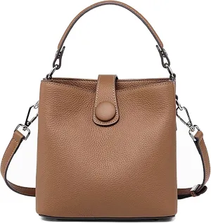 Small Bucket Bag for Women Genuine Leather Handbag Satchel Bag Small Purse for Women Top-Handle Bag Mini Crossbody Hand Bag