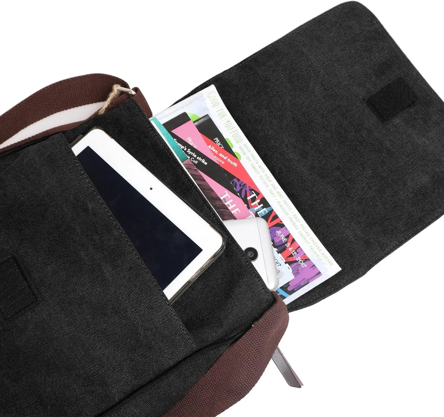 Small Vintage Canvas Leather Messenger Crossbody Bag Pack Organizer