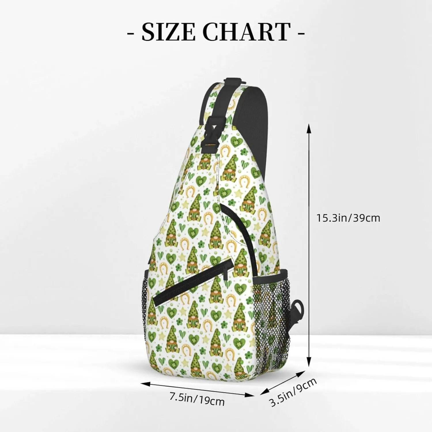 St Patrick'S Day Gnome Crossbody Sling Bag For Women Men Adjustable Chest Bag Irish Green Clover Shoulder Bag Sling Backpack Daypack For Sport Travel Hiking