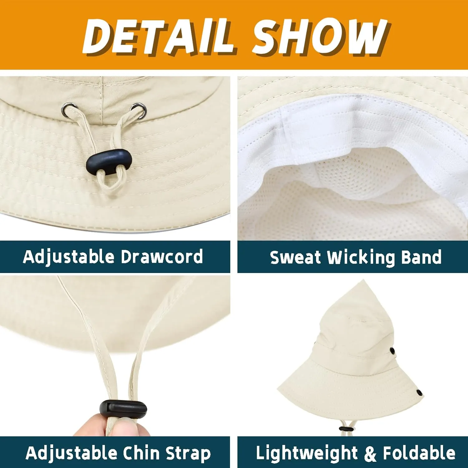 Sun Hats for Men Women Fishing Hat UPF 50  Quick Dry Foldable Bucket Hat Adjustable Safari Hat for Beach Hiking