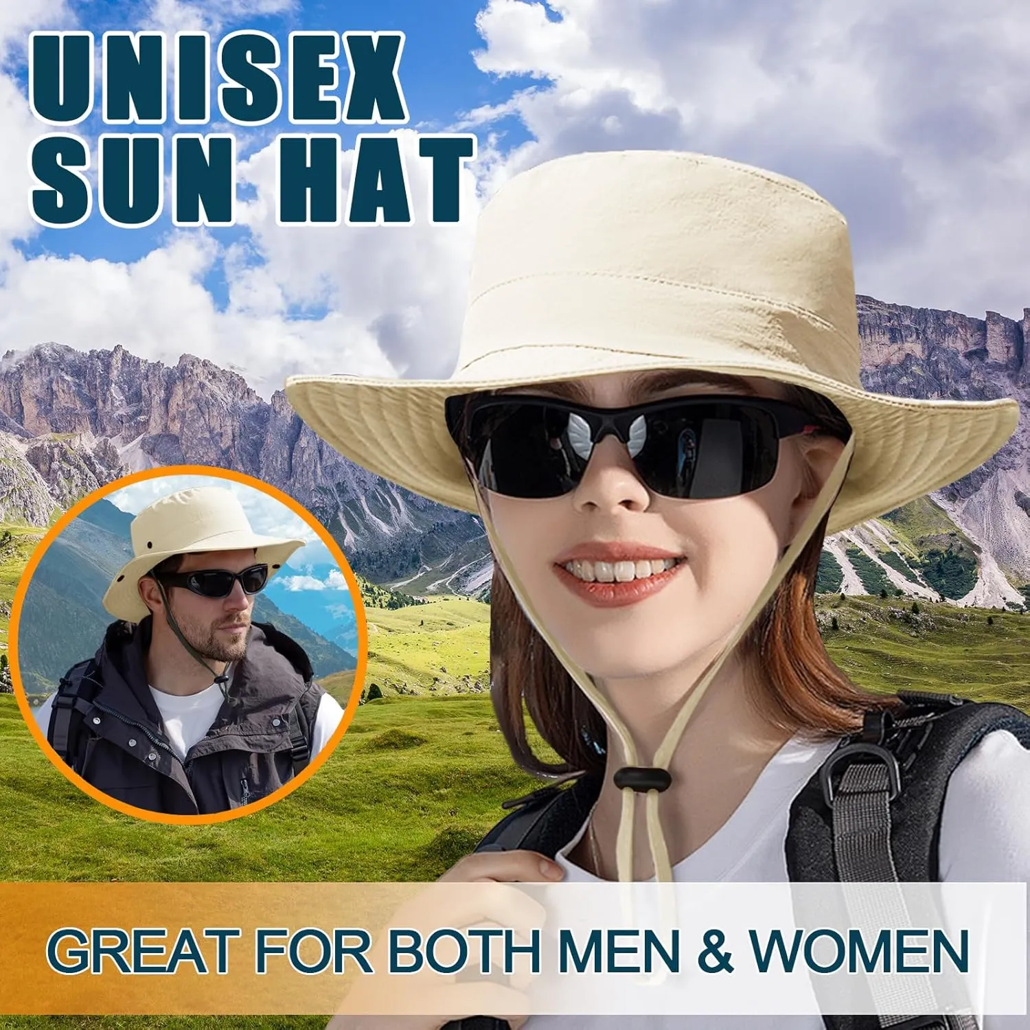 Sun Hats for Men Women Fishing Hat UPF 50  Quick Dry Foldable Bucket Hat Adjustable Safari Hat for Beach Hiking
