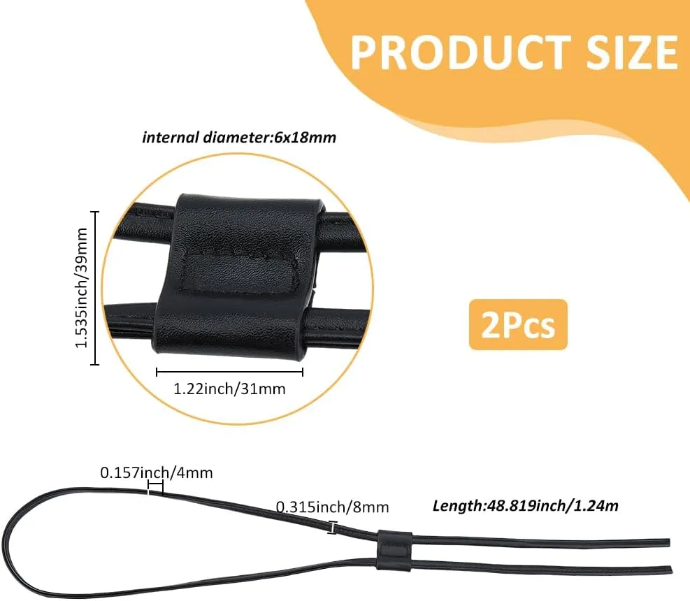 SUPERFINDINGS 2Pcs PU Leather Bag Drawstring Strap 48.8inch Black Detachable Bucket Bag Strap Replacement DIY Crochet Bag Bunches Pocket Drawstring for Crochet Bucket Tote Bag Purse Making