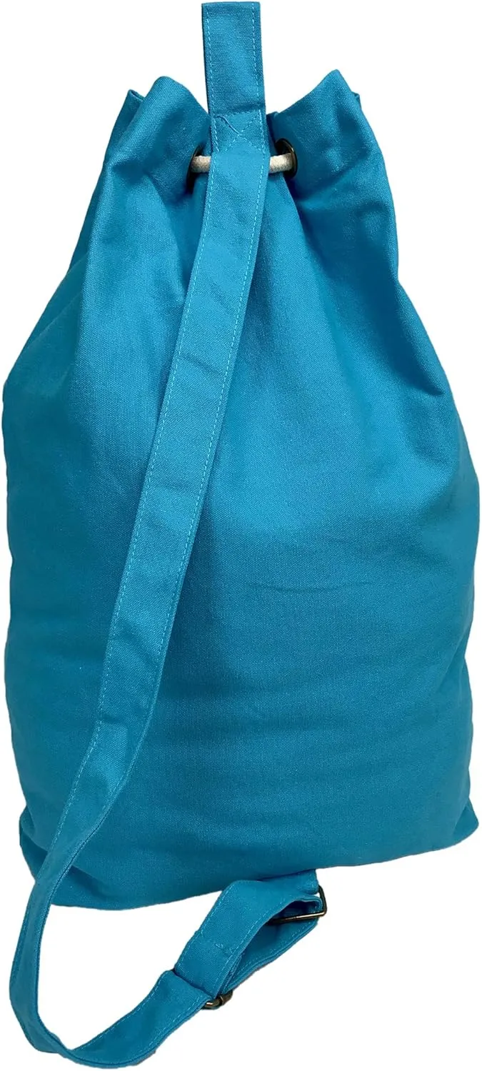 Teeo - Backpack Laundry Bag - College Dorm Essentials - Travel Laundry - Washable Laundry Bag - Backpack Large 25X20 Drawstring 100% Sturdy Cotton Canvas, Hamper Storage Organizer (Blue)