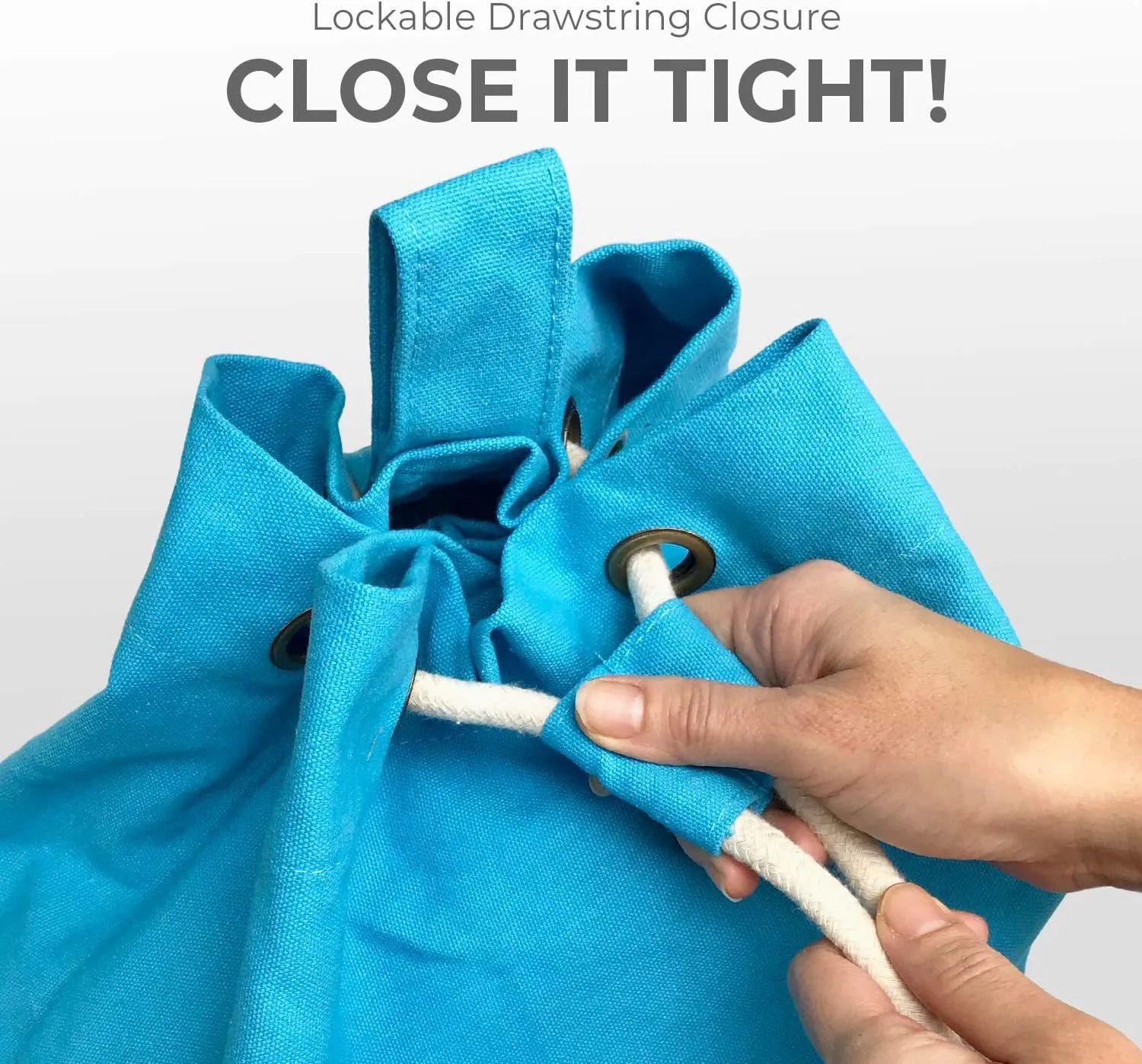 Teeo - Backpack Laundry Bag - College Dorm Essentials - Travel Laundry - Washable Laundry Bag - Backpack Large 25X20 Drawstring 100% Sturdy Cotton Canvas, Hamper Storage Organizer (Blue)