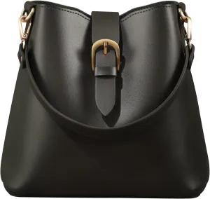 Town Bucket Vegan Leather Bag For Women Hobo Retro Faux Casual Purse Classic Vintage Simple Shoulder Handbag