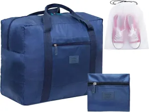 Travel Bag Foldable Luggage Bag for Spirit Airlines Tote Carry on Duffle Bag Sports Gym Water Resistant Personal Item Bag Weekender Overnight Bag (Blue)