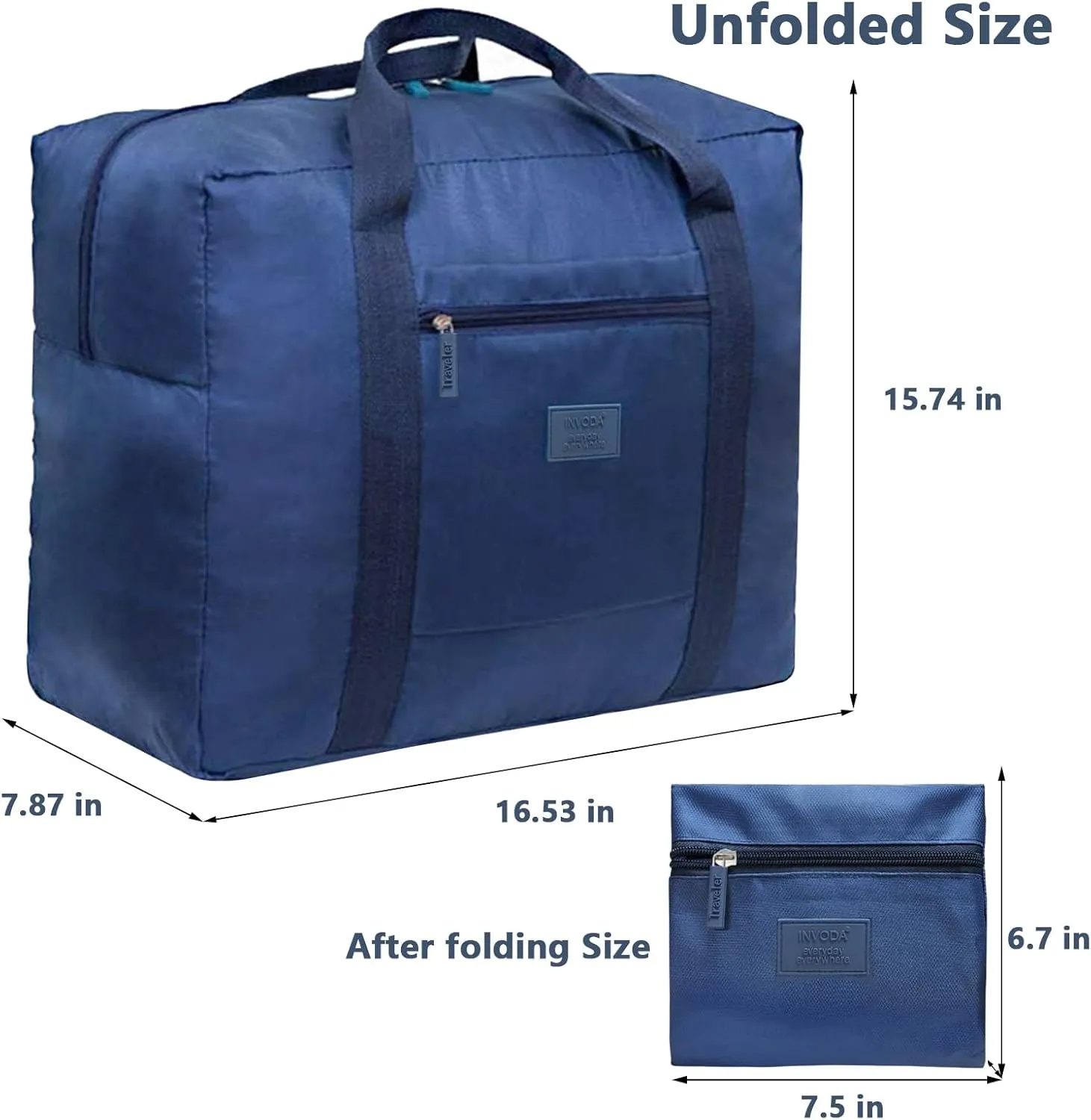 Travel Bag Foldable Luggage Bag for Spirit Airlines Tote Carry on Duffle Bag Sports Gym Water Resistant Personal Item Bag Weekender Overnight Bag (Blue)
