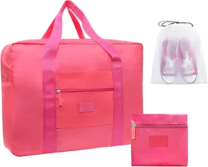 Travel Bag Foldable Luggage Bag for Spirit Airlines Tote Carry on Duffle Bag Sports Gym Water Resistant Personal Item Bag Weekender Overnight Bag (Red)