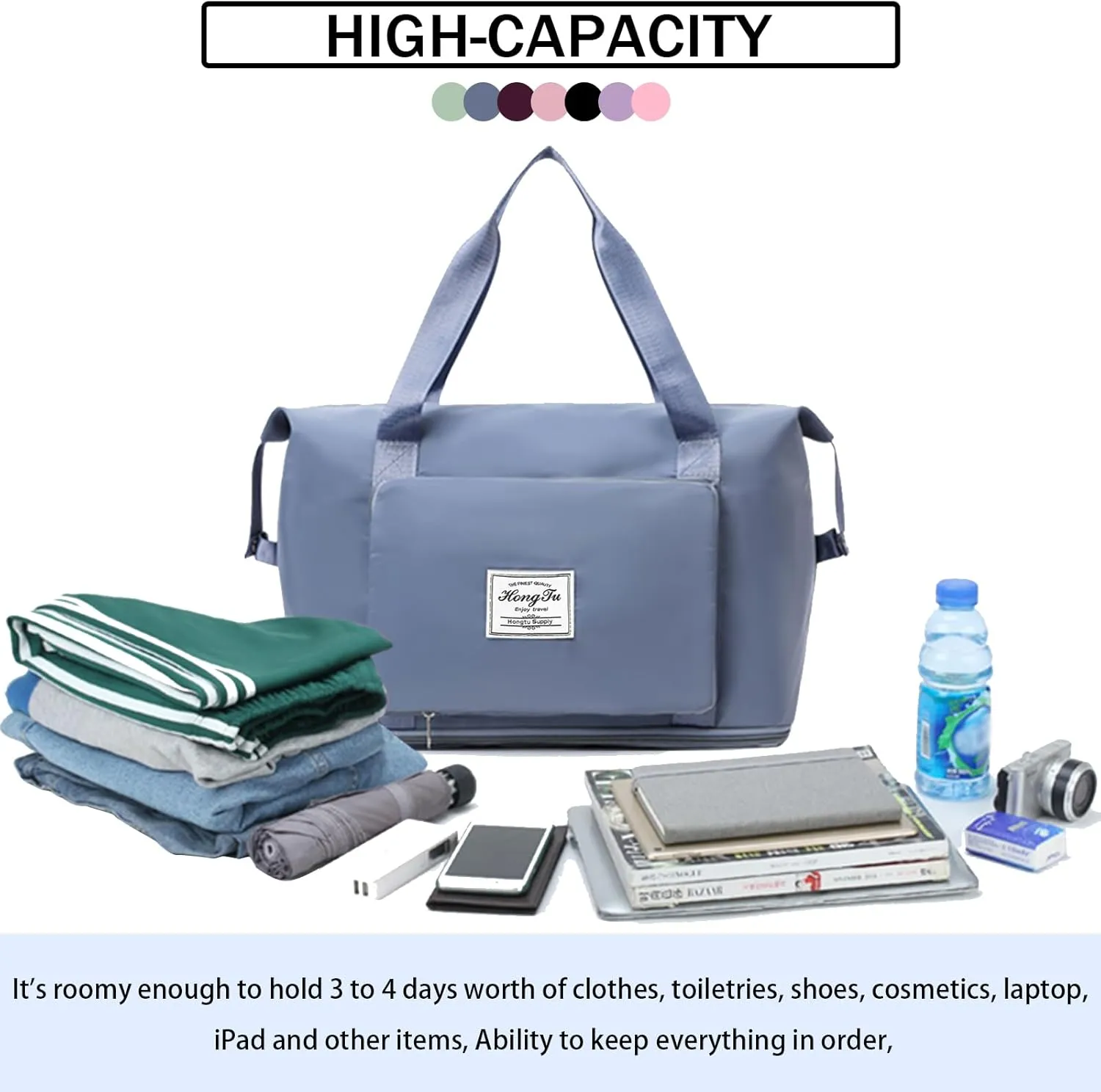 Travel Bag for Women Weekender Overnight Bag Carry on Sports Tote Gym Bag Waterproof Foldable Duffel Bag