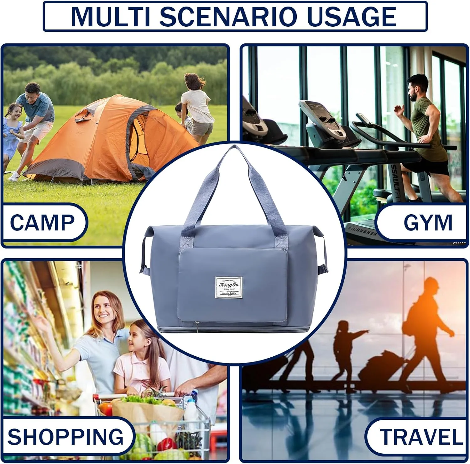 Travel Bag for Women Weekender Overnight Bag Carry on Sports Tote Gym Bag Waterproof Foldable Duffel Bag