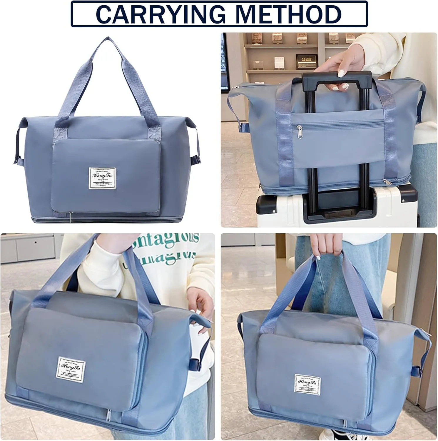 Travel Bag for Women Weekender Overnight Bag Carry on Sports Tote Gym Bag Waterproof Foldable Duffel Bag