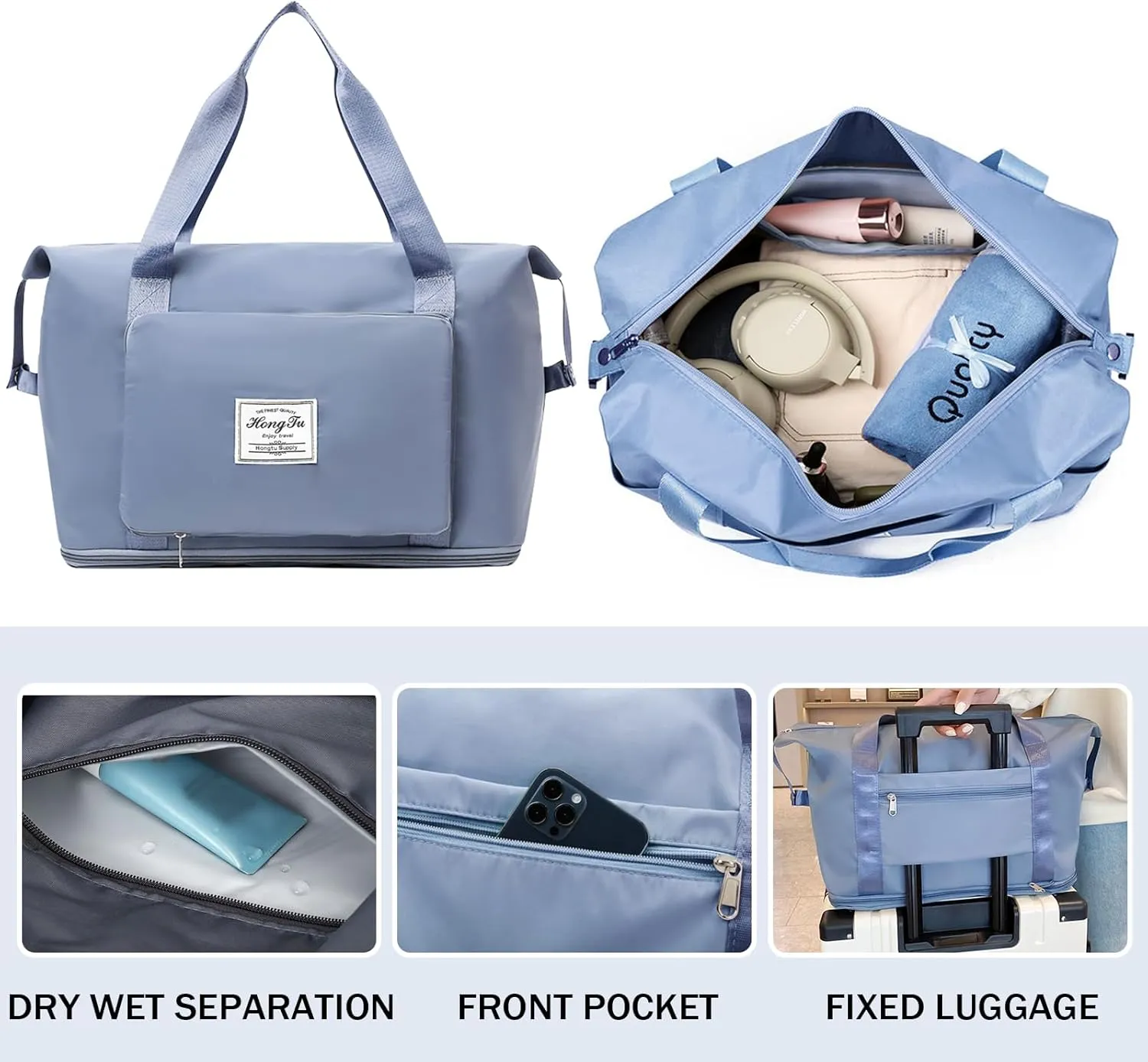 Travel Bag for Women Weekender Overnight Bag Carry on Sports Tote Gym Bag Waterproof Foldable Duffel Bag