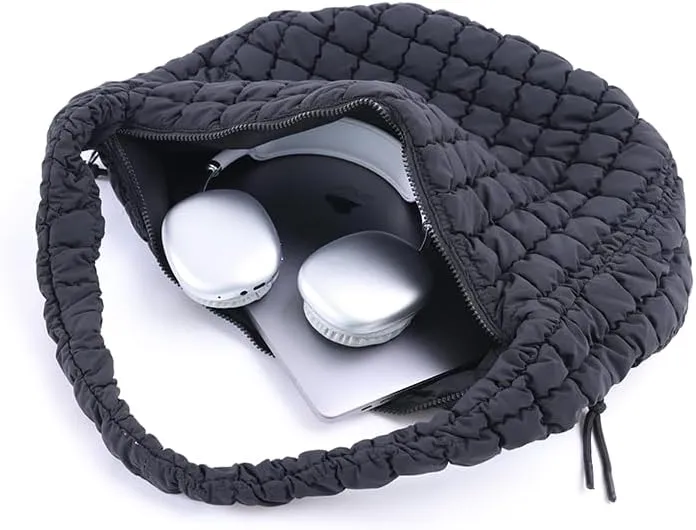 VAKAER Puffer Tote Bag for Women Quilted Crossbody Large Hobo Carryall Lightweight Padded Shoulder Bag for Travel Work