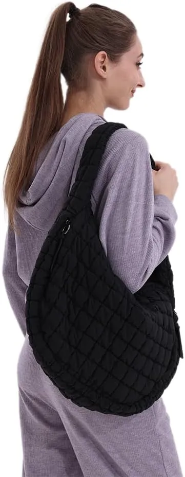 VAKAER Puffer Tote Bag for Women Quilted Crossbody Large Hobo Carryall Lightweight Padded Shoulder Bag for Travel Work