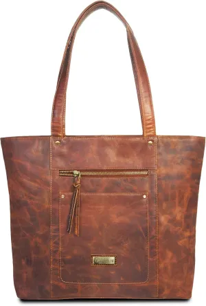 VALENCHI Leather Tote Bag For Women - Leather Handbags For Women - Trendy Ladies Shoulder Bag - Work, Travel