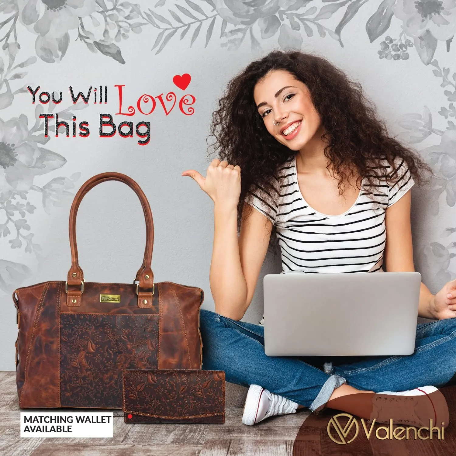 VALENCHI Leather Tote Bag For Women - Leather Handbags For Women - Trendy Ladies Shoulder Bag - Work, Travel