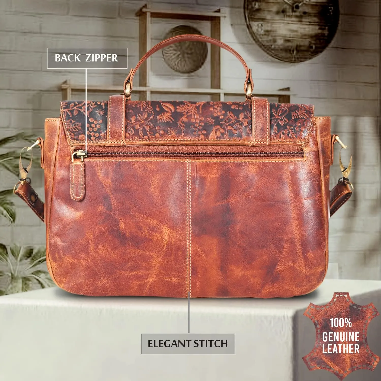 VALENCHI Leather Tote Bag For Women - Leather Handbags For Women - Trendy Ladies Shoulder Bag - Work, Travel