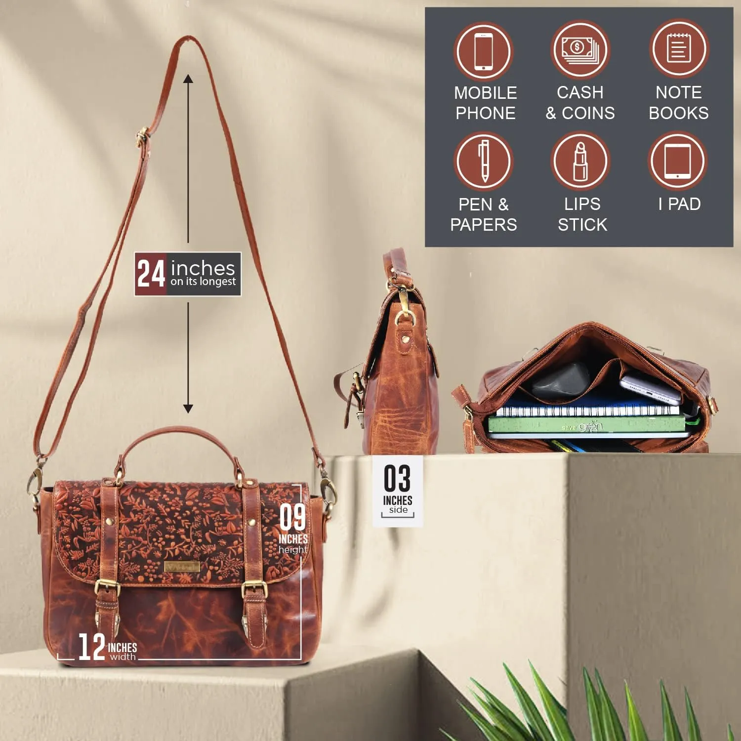 VALENCHI Leather Tote Bag For Women - Leather Handbags For Women - Trendy Ladies Shoulder Bag - Work, Travel