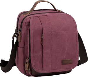 VASCHY Messenger Bag Small, Canvas Water Resistant Crossbody Shoulder Bag Purse for Men and Women