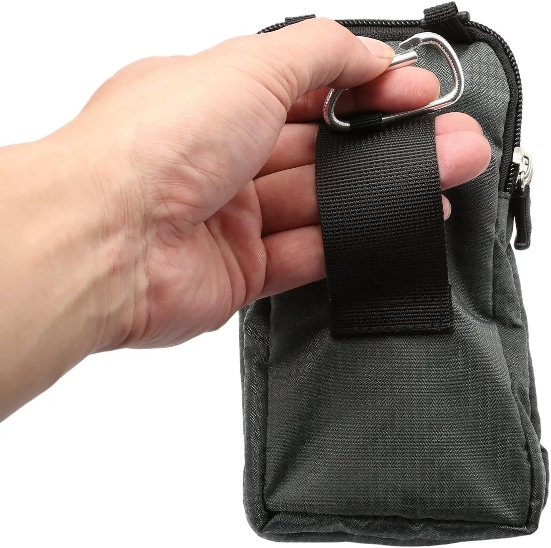 Vertical Phone Belt Purse, Cell Phone Shoulder Bag Mens, 6.9 Inch Mobile Phone Holster Waterproof Cellphone Pouch Neck Wallet Mini Crossbody Bag Outdoor Passport Packet with Carabiner and Belt Loop