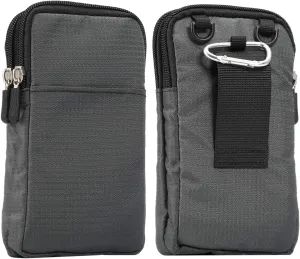 Vertical Phone Belt Purse, Cell Phone Shoulder Bag Mens, 6.9 Inch Mobile Phone Holster Waterproof Cellphone Pouch Neck Wallet Mini Crossbody Bag Outdoor Passport Packet with Carabiner and Belt Loop
