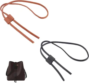 WADORN 2pcs PU Leather Drawstring Strap for Bucket Bag, 39.37 Inch Detachable Pull String Purse Strap Adjustable Drawstring Bunches with Slide String Keeper for Crochet Bag Fringe Pouche, 2 Color
