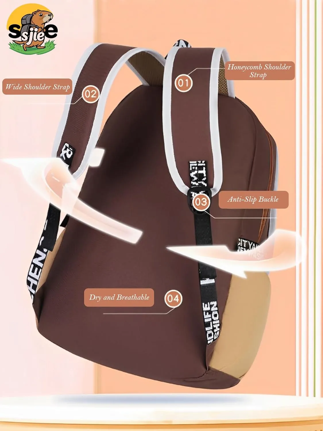 Waterproof Capybara BackpackLarge-capacity Kawaii capybara bag with 11-Piece Accessories (Badges, Pendants, Plush capybara, Stickers and others)