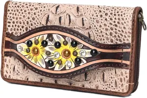 Western Women's Handbag: American Darling Crocodile-Embossed Genuine Leather Clutch