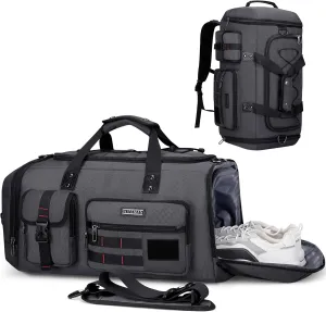 WITZMAN Travel Duffel Bags for Men Large Carry On Weekender Overnight Bag 3 in 1 Backpack with Shoe Compartment B693 Silvery Grey) WITZMAN Travel Duffel Bags for Men Large Carry On Weekender Overnight Bag 3 in 1 Backpack with Shoe Compartment B693 Silvery Grey)
