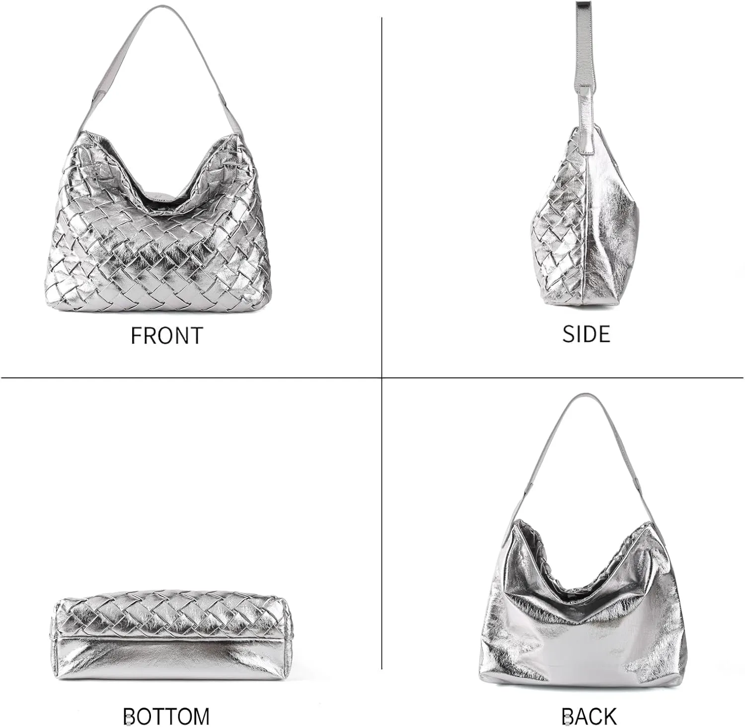 Women Boston Bag Woven Tote Vegan Leather Handbags Female Satchel Messenger Bag Fashion Shoulder Crossbody Bag Casual Hobo