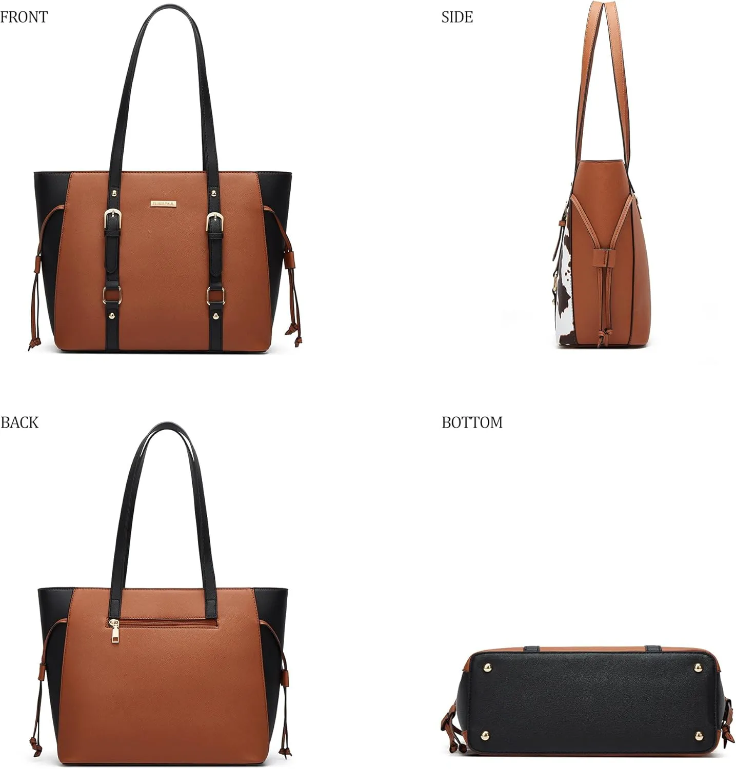 Women Fashion Synthetic Leather Handbags Tote Bag Shoulder Bag Top Handle Satchel Purse Set 4pcs