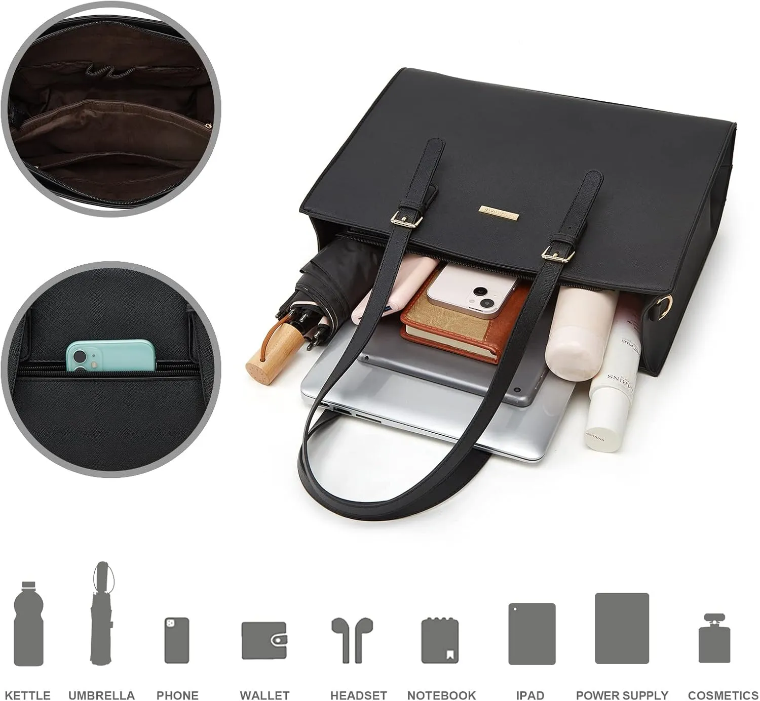 Women Fashion Synthetic Leather Handbags Tote Bag Shoulder Bag Top Handle Satchel Purse Set 4pcs