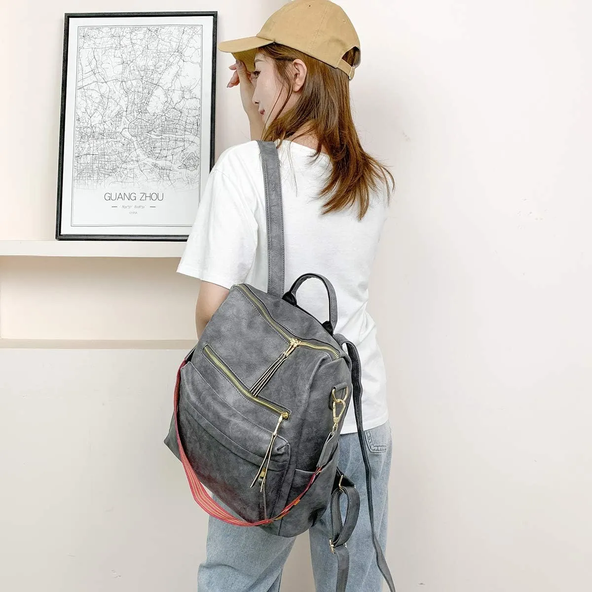 Women's Fashion Backpack Purse Multipurpose Design Convertible Satchel Handbags Shoulder Bag Travel bag