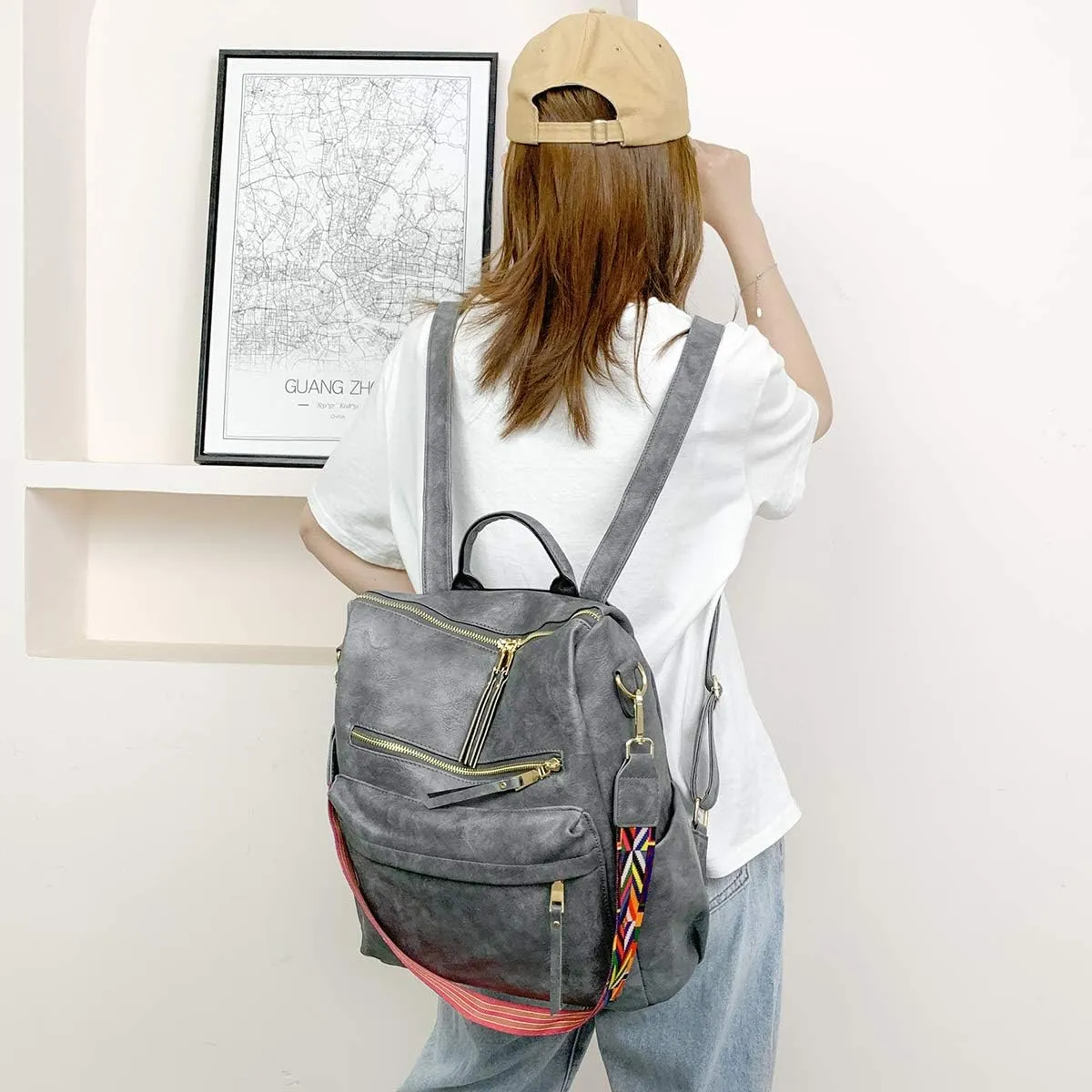 Women's Fashion Backpack Purse Multipurpose Design Convertible Satchel Handbags Shoulder Bag Travel bag
