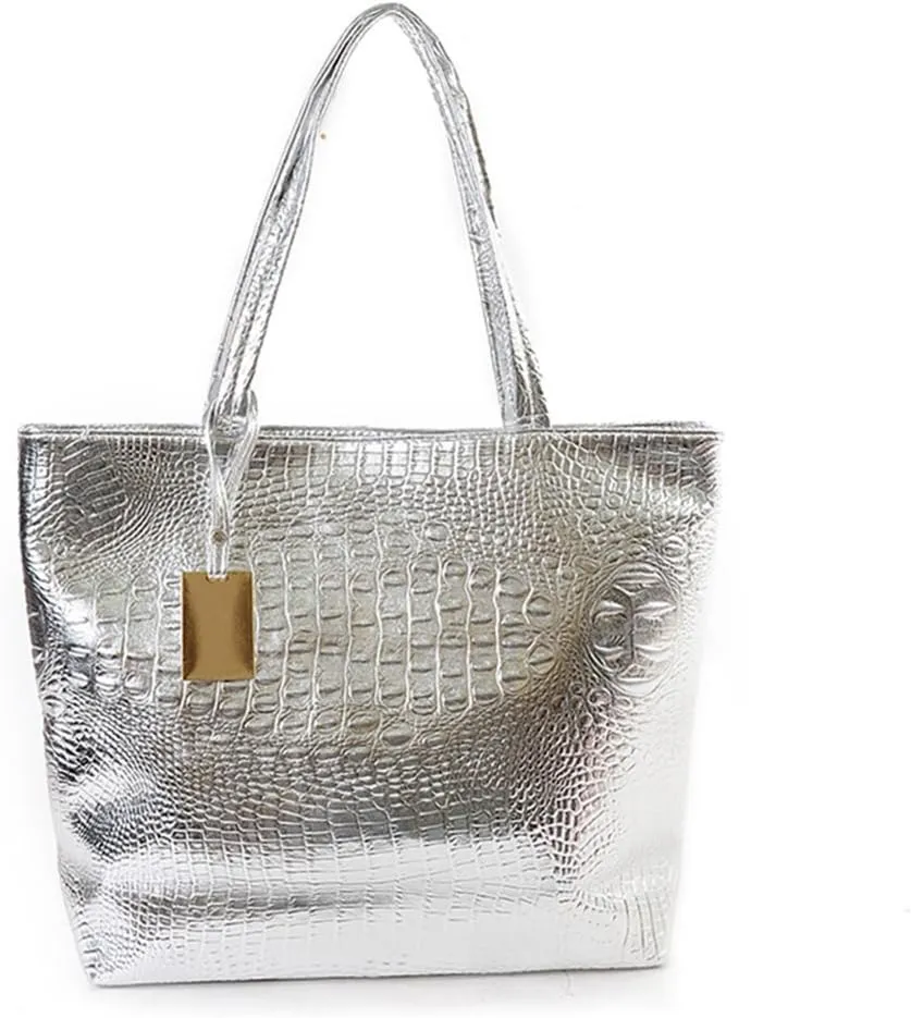 Womens Large Tote Shoulder Handbag Purse Travel Satchel Stylish Fuax Leather Crocodile Hobo Top Handle Bag