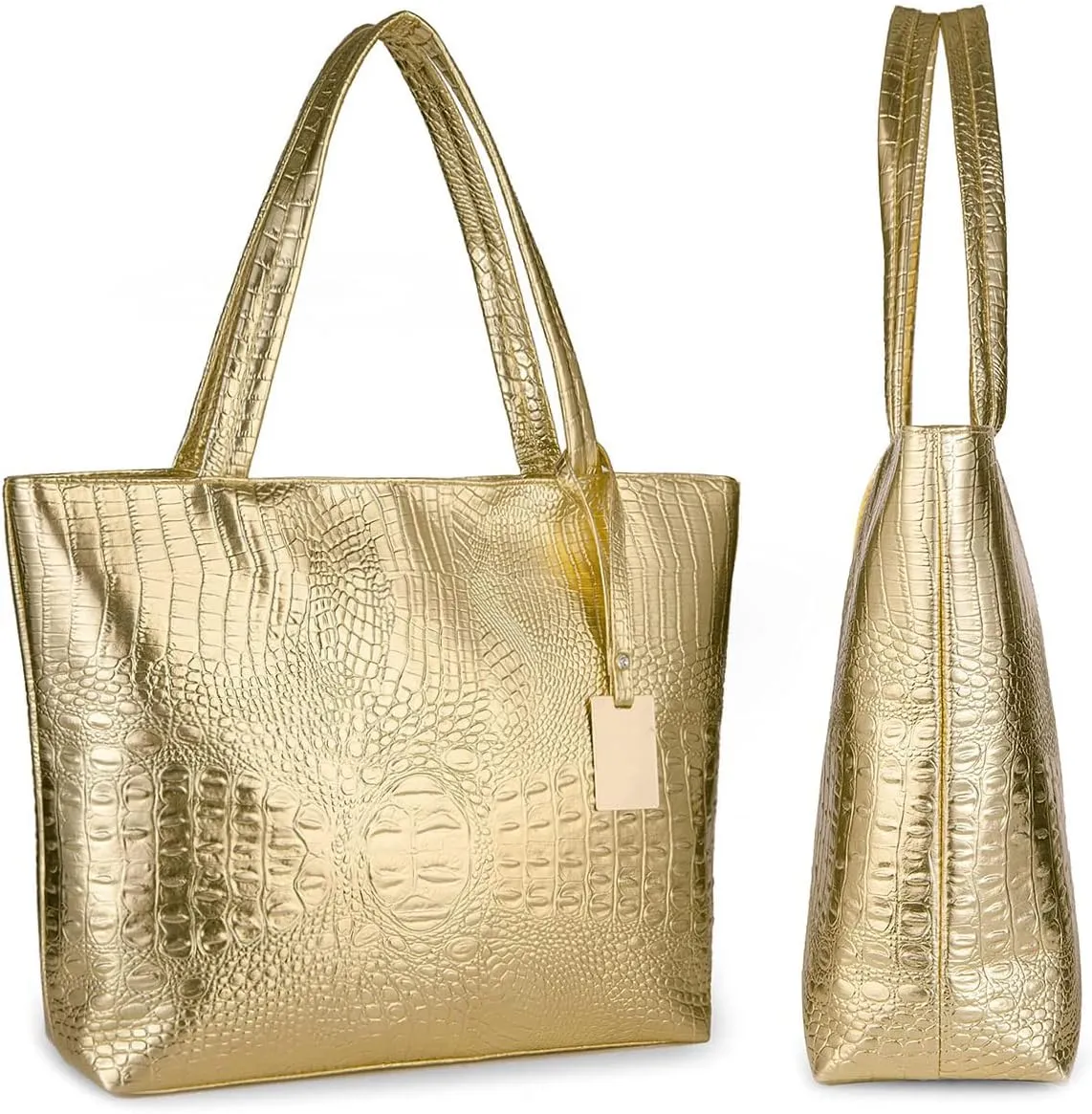 Womens Large Tote Shoulder Handbag Purse Travel Satchel Stylish Fuax Leather Crocodile Hobo Top Handle Bag