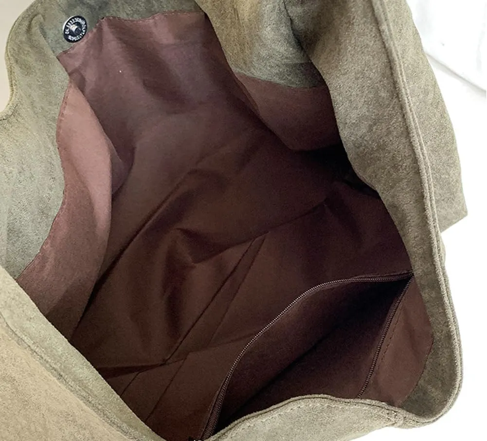 Women's Suede Tote Bag Retro Crescent Shoulder Bag Trendy 2025 Suede Handbag Underarm Purse Work Bag Dumpling Bag