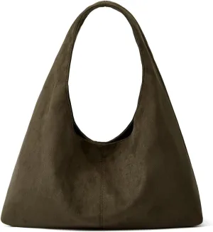 Women's Suede Tote Bag Retro Crescent Shoulder Bag Trendy 2025 Suede Handbag Underarm Purse Work Bag Dumpling Bag