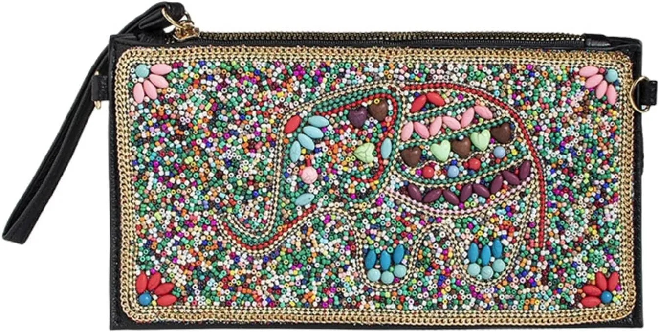 XPONNI Sequin Beaded Purse Boho Clutch Purses Women Small Leather Crossbody Bags Y2k Summer Fashion Cute Beach Purse